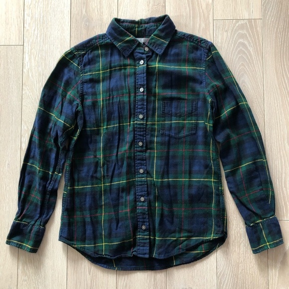 Uniqlo Plaid Flannel Button Up Shirt in Navy & Green Size S - Picture 1 of 11